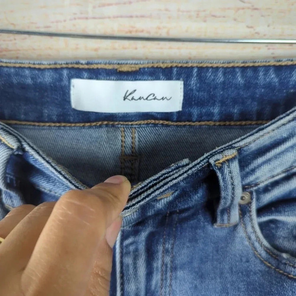 Kancan Women's Size 7/27 Kaly Highrise Slim St Leg Distressed Blue Stretchy Jean - Picture 6 of 14